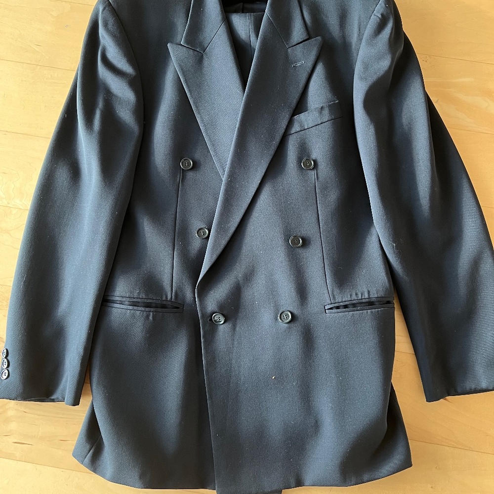 Brandini Wool sharp Navy suit. Made in Canada.